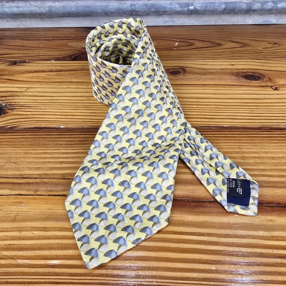 Ermenegildo Zegna Made in Italy Silk Tie Geometric Luxury Mens Necktie 57"